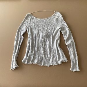 Free People Lt Gray/Silver Long Sleeve Sweater S